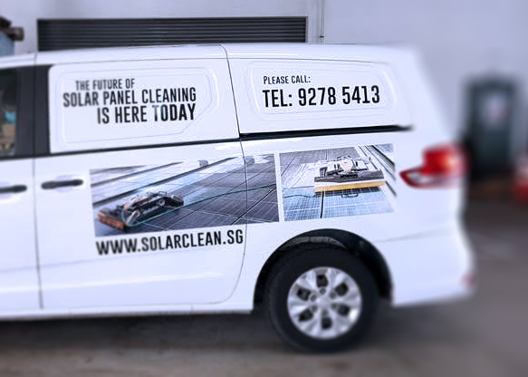 Solar Clean International van that comes for site visit and estimates for your solar panel cleaning
